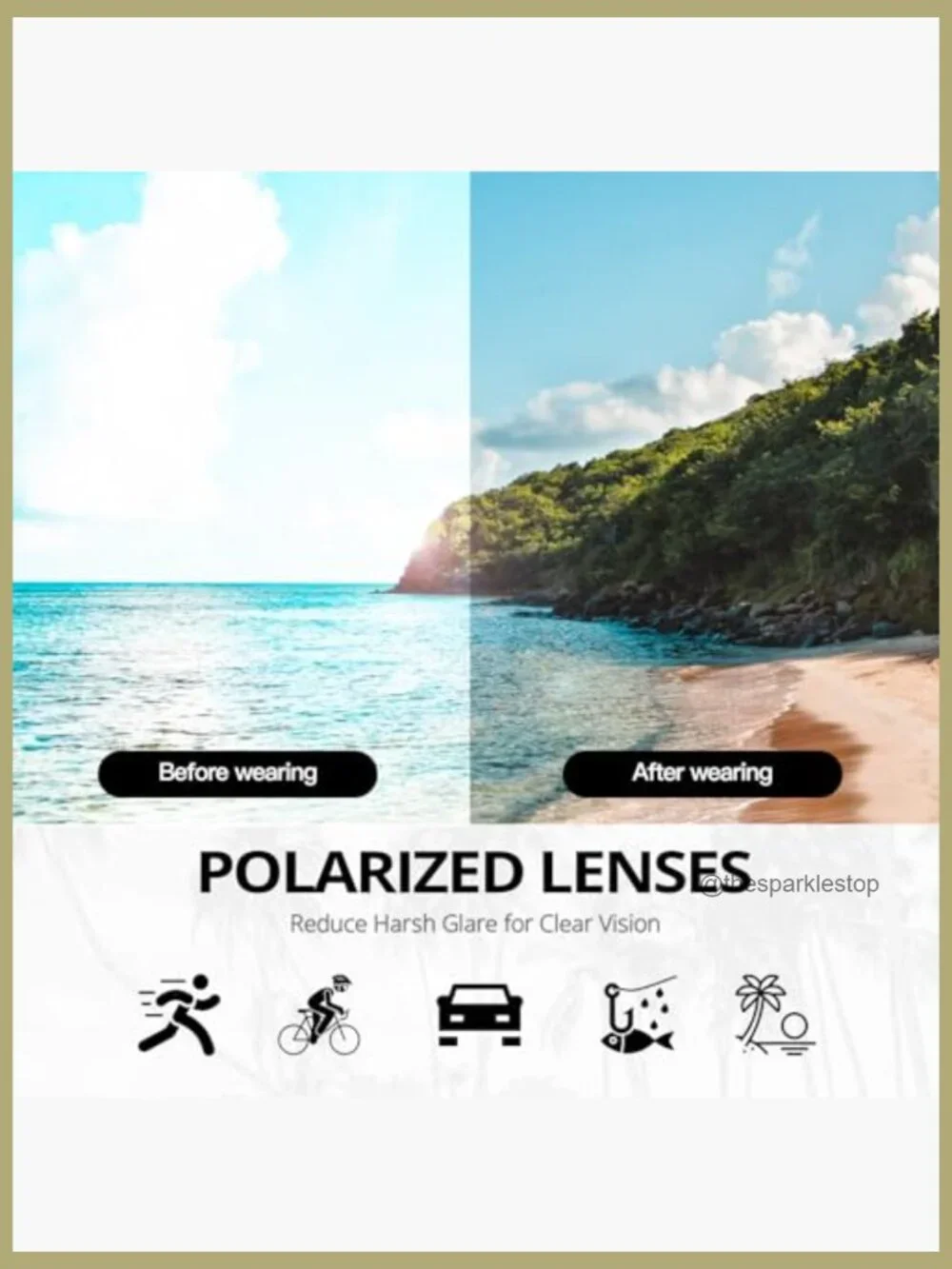 Polarized Wrap Around Sunglasses with Rhinestones and UV Protection